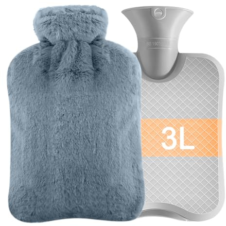 3L Wärmflasche mit Bezug,XXL Wärmflaschen Groß Auslaufsicher mit Bezug Bettflasche mit Superweichem Abnehmbarem Weiches Fleece,Hand-Fußwärmer für Erwachsene Kinder Frauen Schmerzlinderung