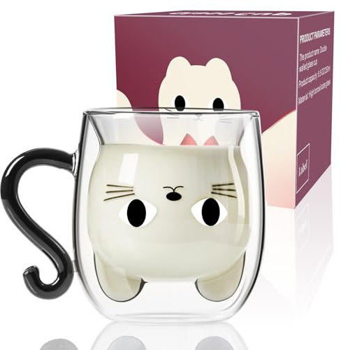 PARACITY Tasses à café en verre à double paroi avec poignée en verre borosilicate transparent pour remise de diplôme, Saint-Valentin, fête des mères, Pâques, Halloween, Noël