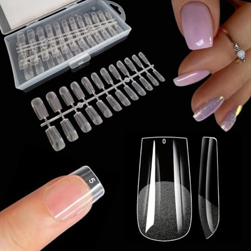Deni Carte 120 Stück Nageltips Square für Soak-Off-Nagelverlängerungen, Flexi Nail Tips Weiches Gel Acryl Falsch Volle Deckung Klares Nagelspitzen für Nagelstudios und Maniküre, 12 Größen