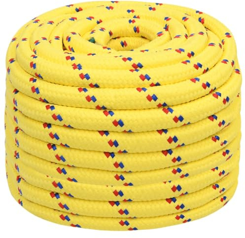 vidaXL Bootsseil Ankerleine Festmacher Tauwerk PP Leine Seil Tau Polypropylenseil Geflochten Flechtleine Gelb 20mm 100m Polypropylen