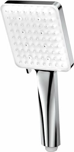 Unibos | Large High Pressure Shower Head | Has Different Spray Settings | Chrome Finish | Shower Head Without Hose | Fits Standard Shower Hose (G ½) (Square Chrome)