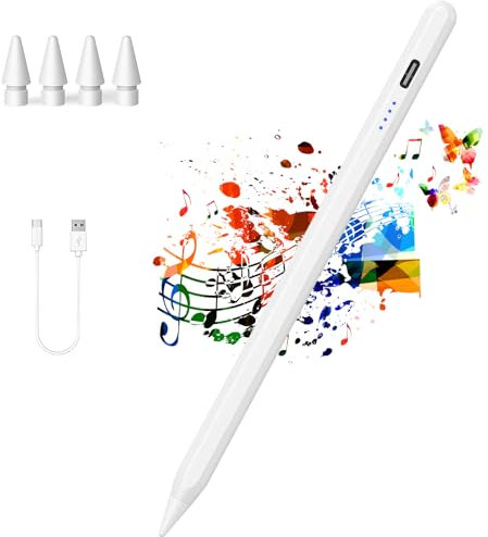 Stift für iPad Apple(2018–2023), Stylus Pen für Pad mit Neigungssensitivitä, Palm Rejection, Kenkor Pad Stift kompatibel mit Apple iPad 6/7/8/9/10, Pro 11/12,9, Mini 5/6, Air 3/4/5 - Weiß