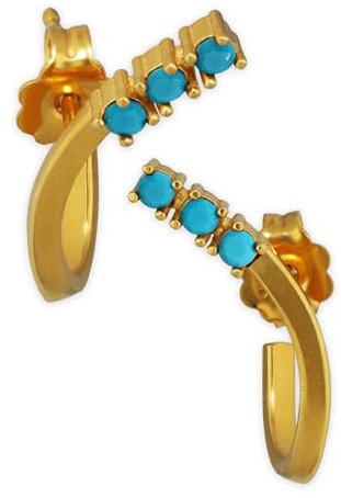 Kleine Minimalistische Ohrstecker Ohrringe aus 925 Sterlingsilber - 24K Vergoldet mit Türkis Zirkon - Nickelfrei & Hypoallergen - Handmade by Emmanuela