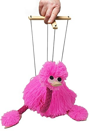 Marionetta Interattiva Con Corde Di Struzzo | Marionetta Di Peluche In Struzzo Su Fili | Bambola Con Corde Di Marionette Di Struzzo Fatta A Mano, Divertente Marionetta Con Uccelli