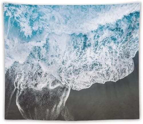 Tizhweqo Wandteppich 3D Wellen, Wandbehang Gross Meerwasser, Wandtuch Wellen Tapisserie Tapestry für Schlafzimmer Wohnzimmer Wohnheim Deko 130x150 cm GT2000