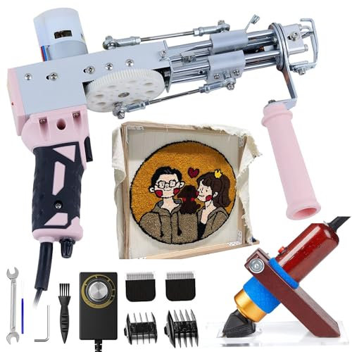 AUTUMFLATGAO Tuft Gun Starter Kit Mit Teppichschneider-Kit, 2-in-1-Cut-Schlingenflor-Teppichpistole Und Schnitzschere, Teppich-Maker-Maschinen-Starter-Kit