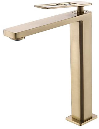 Waschtischarmaturen Pinsel Gold Bad Wasserhahn Einhand-Waschtisch-Mischbatterie Bad Schwarz Grau Chrom Wasserhahn Messing Waschbecken Wasserkran (Color : Brush Gold)