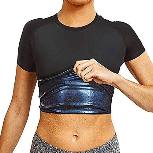 XLJLKJDS Uomo Donna T-Shirt con Cattura del Calore per Sauna T-Shirt da Allenamento Modellante per la Vita Maglie a Maniche Corte da Allenamento (Donna S) (Donna XXL)