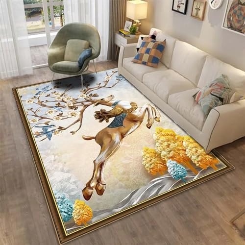 3D Teppich Elch Rentier Tier Boden Matte Wohnzimmer Große Größe Teppiche Weiche Schlafzimmer Teppich Für Kinder Jungen Mädchen Toilettenmatte Toormat 160 X 230 cm -5N7T4A6