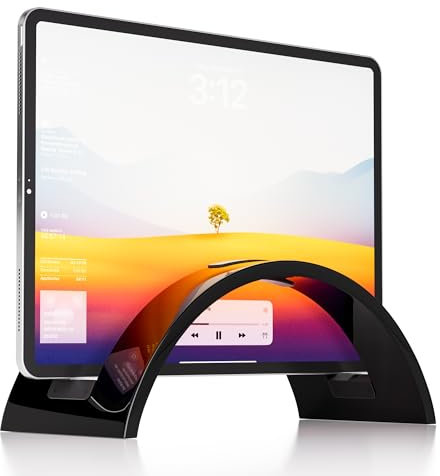 MaybeRain Acrylic Vertical Laptop Stand，Acrylic Desk Accessories，Vertical Laptop Holder for Desk，Saving Organizer for All MacBook, Surface, Samsung, HP, Dell（Black）