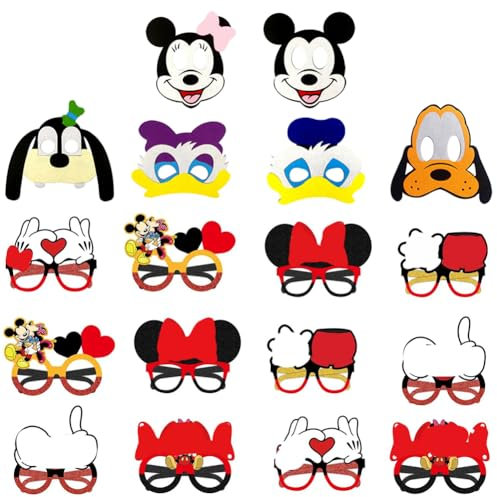 12 pezzi di Carta Novità Occhiali del Cartoon Mouse, Occhiali di Carta Partito, con 6 pezzi Cartoon Animal Maschere Bambini Feste, Maschere di Compleanno per Bambini, per Gli Accessori di Partito
