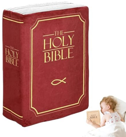 Argumub Bibel Kissen, Holy Bible Kissen, Holy Bible Pillow, Plüschkissen-Dekoration, Heimsofa-Dekoration Kissen Groß, Glaubens Bibel Kissen Für Kinder Und Erwachsene (Rot)