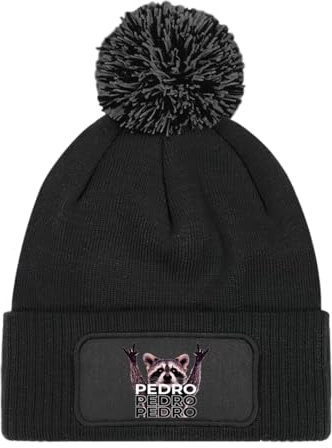 Pedro Pedro Pedro - Beanie mit Bommel | Strickmütze | Wollmütze | Beanie mit Druck | lustige Sprüche | Apres-Ski | Winter | Schwarz
