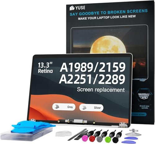 VisGenix Ersatzbildschirm 13,3 Zoll für MacBook Pro A1989 A2159 A2289 (Modell: EMC 3214 3358 3301 3456 3348 2560 x 1600 A Full LED LCD Display Assembly (Space Grey)