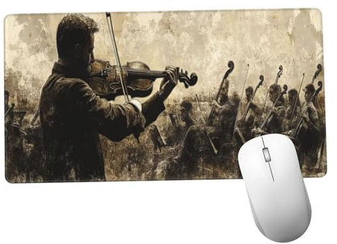 Tapis de Souris Homme XXL Tapis de Bureau Violon 1000x400x3mm Desk Mat Gaming Lavable Pad pour Ordinateur Portable, avec Base en Caoutchouc Antidérapante pour Gamer, PC, Personnel de Bureaux Y139