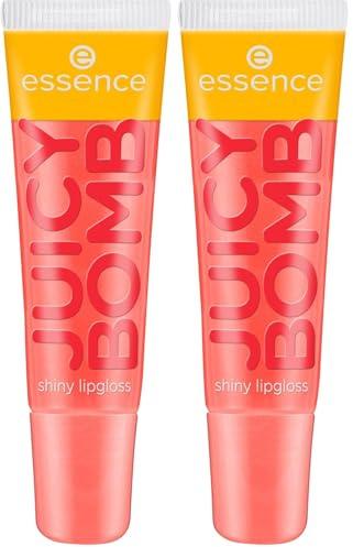 essence JUICY BOMB shiny lipgloss, Nr. 103, Orange, glänzend, strahlend frisch, schimmernd, vegan, ohne Alkohol, ohne Parabene, ohne Mikroplastikpartikel, 2er Pack (10ml)