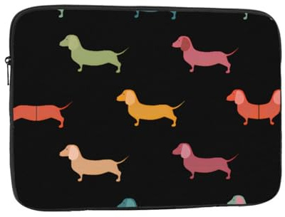 SamLng Élégant étui pour ordinateur portable imprimé teckel mignon – Sac à bandoulière fin et léger pour ordinateur portable de 10 à 17 pouces, voyage d'affaires, Noir , 17 inch