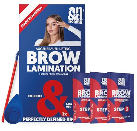 ANDbeauty Brow Lamination Kit – Augenbrauen Lifting Set für zu Hause – 3 Anwendungen, vorportionierte Sachets – professionelle Ergebnisse, langanhaltend bis 4 Wochen – Made in Austria, vegan