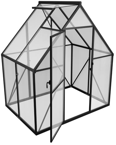 PEILU Serre en Aluminium avec PC Panneaux Transparent, Lucarne, Porte et Fondations, 125x180x195cm Hivernage Tente de Jardinage Accessible, Pépinière de Culture pour Jardin et l'extérieur
