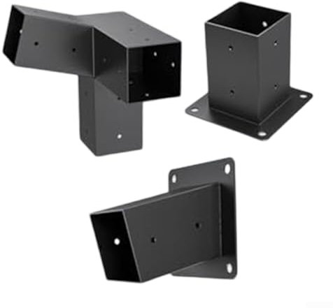 Slanted Roof Pergola Brackets, Wall Mount Pergola Brackets, 1*3-Way Pergola Bracket 8.5*3.8*3.8CM Wall Mount Bracket Kit(Left 15° Set)
