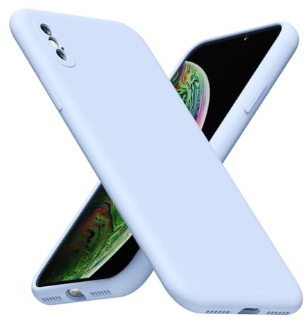 LoeoeL for iPhone X/Xs Phone Case Silicone, Minimalist Ultra Thin Slim Soft Rubber Gel Solid Color Matte TPU Cute Case for Women Men, Girly Plain Aesthetic Design & Camera Cover, Llight Blue