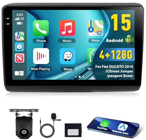 Motorsi [4GB+128GB] Autoradio per Fiat Ducato 2010 per Citroen Jumper per Peugeot Boxer con Carplay Android Auto, Bluetooth Car Stereo Incell Schermo, GPS WiFi FM/RDS DSP USB SWC+ Canbus +Telecamera