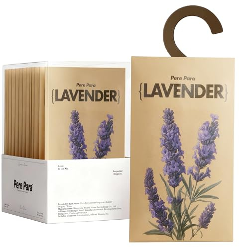 Pere Para Potpourris Lavender Scented Hanging Paper Sachets - 12 Pack for Closet & Home | Long-Lasting Air Freshener & Odor Eliminator for Drawer, Car, Bathroom | Ideal Gift Idea