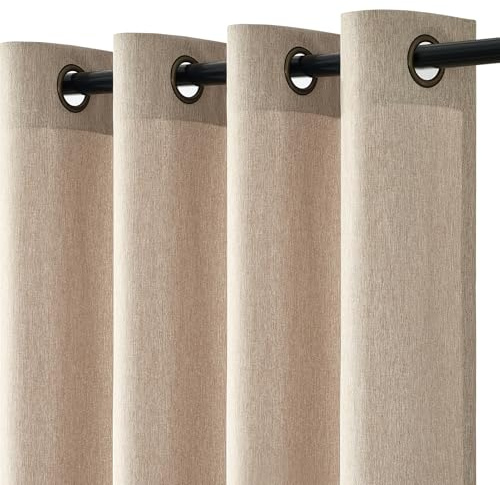 Topfinel Wohnzimmer Vorhänge Leinen Ösenvorhang 2er Set H 235 x B 140 cm Landhaus Licht Filtern Gardinen mit Ösen Halbtransparent Vorhang für Kinderzimmer Schlafzimmer Curtains for Living Room
