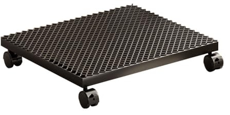 Robuster Metall-Pflanzwagen für 30,5 cm und 40,6 cm Blumentöpfe – mobiler Gartenwerkzeughalter, für den Innen- und Außenbereich, quadratisches Design mit Spalier (Schwarz, 40 cm)