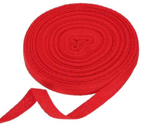 QUARKZMAN Algodón Cinta Rojo, 10mm x 10m Cinta Bies de Espiga Cuerda al sesgo Sarga Correa Tela Fina para Coser Costura Accesorio para Manualidades DIY Envoltura Regalo Ropa