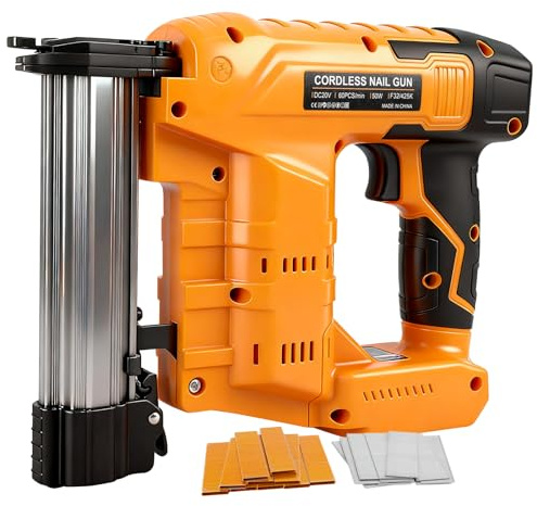 18GA Cordless Brad Nailer Compatible with Dewalt 18V 20V Battery, Upgraded 2-in-1 Cordless Nail Gun Staple Gun, Battery Stapler Nailer with 1000 Nails & 1000 Staples for Home Improvement & Woodworking