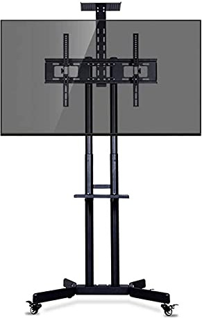 Movable TV Rack Stand Wall Bracket for 32-65 inch Plasma/LCD/LED TVs - Adjustable Rolling Cart with Storage Shelf - TV Mount Stand