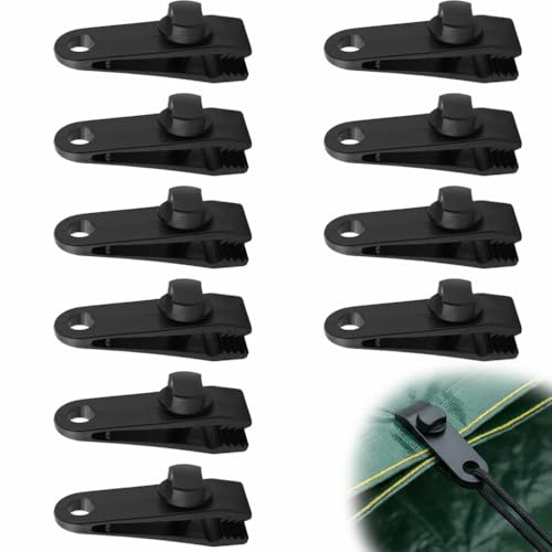 10 Stück Planenspanner Tarp Clips Zeltplanen Planenclips Kunststoff Planenbefestigung Camping Zelt Clip Zeltklammern Planenhalter Einstellbar Befestigungsclips für Markisen Zelte Vordächer