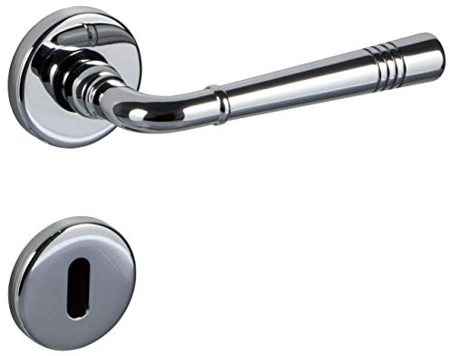 Gedotec Drückergarnitur Messing | 1 Stück Türbeschlag Chrom Türgriff Zimmertür | Türdrücker Antik Vintage für Innentüren | Türklinke BB - Buntbart | LADY 151-R | Türgarnitur mit Befestigungsmaterial