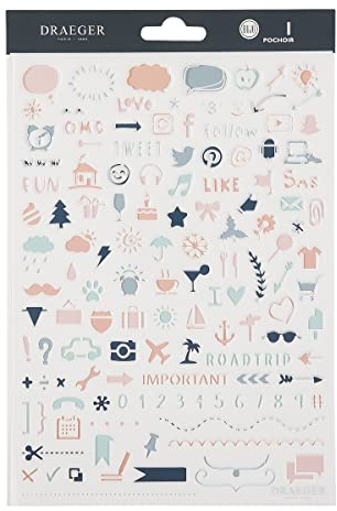 DRAEGER PARIS 1886 – Schablone Symbole Bullet Journal – Kunststoff transparent – ideal für DIY Kalender – Maße 15 x 21 cm – kreative & effiziente Organisation – Modell Toga LR001