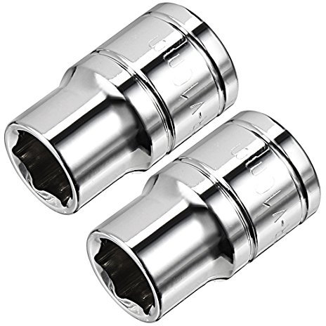 sourcing map 2 Pcs 3/8-Inch Drive 10mm 6-Point Shallow Socket, Metric, Cr-V