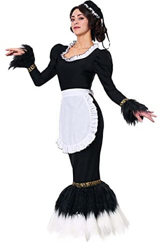 French Maid Feather Duster Costume for Women Elegant Cleaning Lady Fancy Dress with Apron and Cap