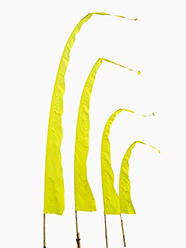 DEKOVALENZ Banderas de Bali Tela SANUR con Punta en Forma de Corazón, Longitudes, Longitud:4 Meter, Color:Amarillo