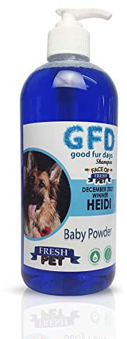 Dog Shampoo Anti Bacterial, Sulfate Free, Good Fur Days 500ml Pump Bottle (Baby Powder)