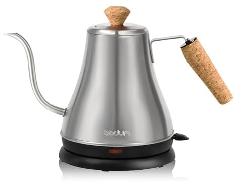 Bodum 11883-57US Melior Gooseneck Electric Water Kettle, 27 Ounces, Matte Silver