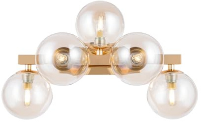 MAYTONI DALLAS Wandleuchte innen Gold 5-flammige Wandlampe modern (28 W) Schlafzimmerlampe, Wohnzimmerlampe und Flurlampe Leuchte aus Metall und Glasschirmen