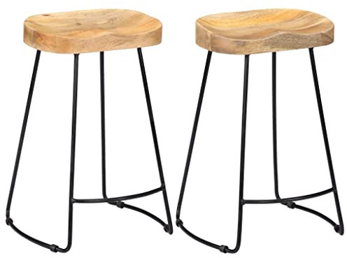 vidaXL 2X Mangoholz Massiv Gavin Barhocker Barstuhl Hocker Stuhl Küchenhocker Küchenstuhl Esszimmerstuhl Tresenhocker Tresenstuhl Bar 45x40x62cm