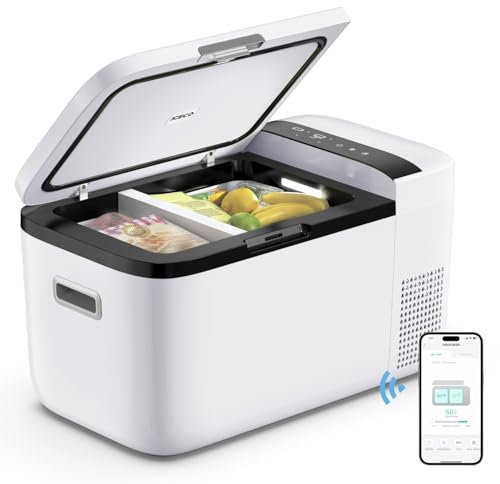 ICECO GO20 - Refrigerador de doble zona de 12 voltios, refrigerador de automóvil de 12 V con compresor Secop, control separado, CC y CA, -17.8 °C - 10.0 °C, congelador portátil para exteriores,