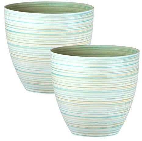 Serenity Rings Plastic Planter - White, Set of 2 Pots - 30.5cm (H) x 33cm (Dia) - Suitable for Indoor or Outdoor Use.