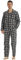 YUSHOW Ensembles de Pyjama Homme à Carreaux Coton Vêtements de Nuit Manche Longue Haut et Bas, Plaid Gris Noir,L