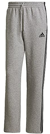 Adidas Men's Standard Essentials Fleece Open Hem 3-Stripes Pants, Medium Grey Heather, Large