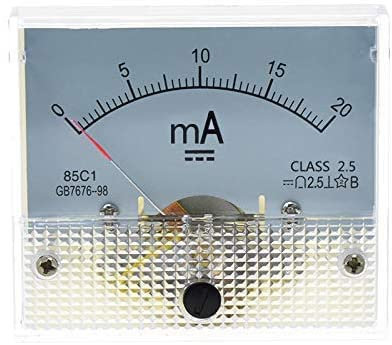 Amperometro analogico da pannello di corrente, 85 C1, 64 x 60 x 56 mm, per test di circuiti automobilistici, carica batteria, amperometro, tester (0-20 mA)