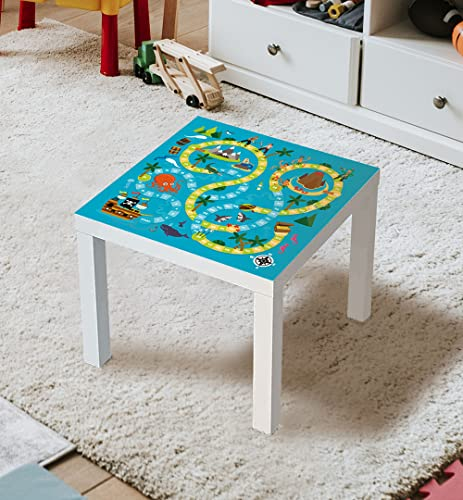 MyMaxxi | selbstklebende Tischfolie blasenfrei verkleben Schatzsuche Piraten Spielfolie kompatibel mit IKEA Lacktisch 78 x 78cm Aufkleber Sticker Kinderzimmer Spieltisch Brettspiele