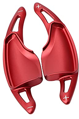 HIBEYO 2PCS Metall Ersatzsatz Lenkräder Schaltwippen für Chevy Chevrolet Camaro 2016-2019, C7 Corvette 2015-2019 Schaltwippen Verlängerung Shift Paddle Rennsport Lenkräder Schaltpaddel Alu Rot