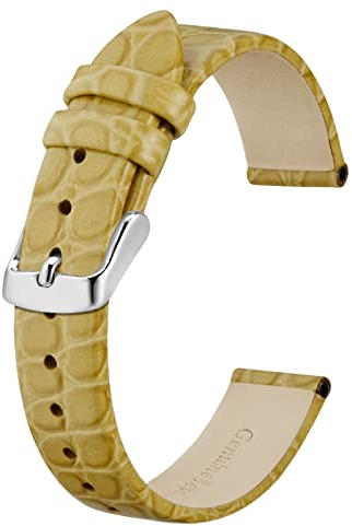 BISONSTRAP Leder Uhrenarmbänder, Weiche Ersatzbänder mit Polierter Schnalle, 16mm, Weizen mit Silberner Schnalle